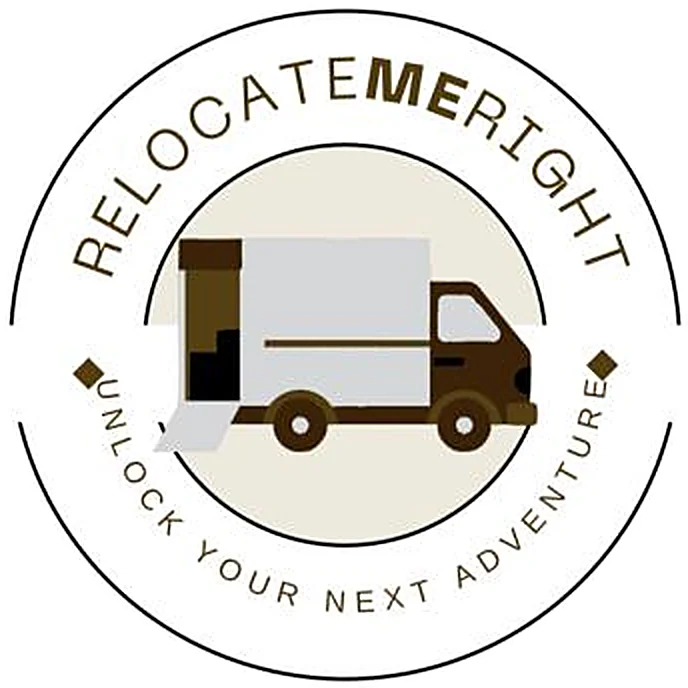RelocateMEright badge: a moving truck inside a circle with the motto Unlock Your Next Adventure